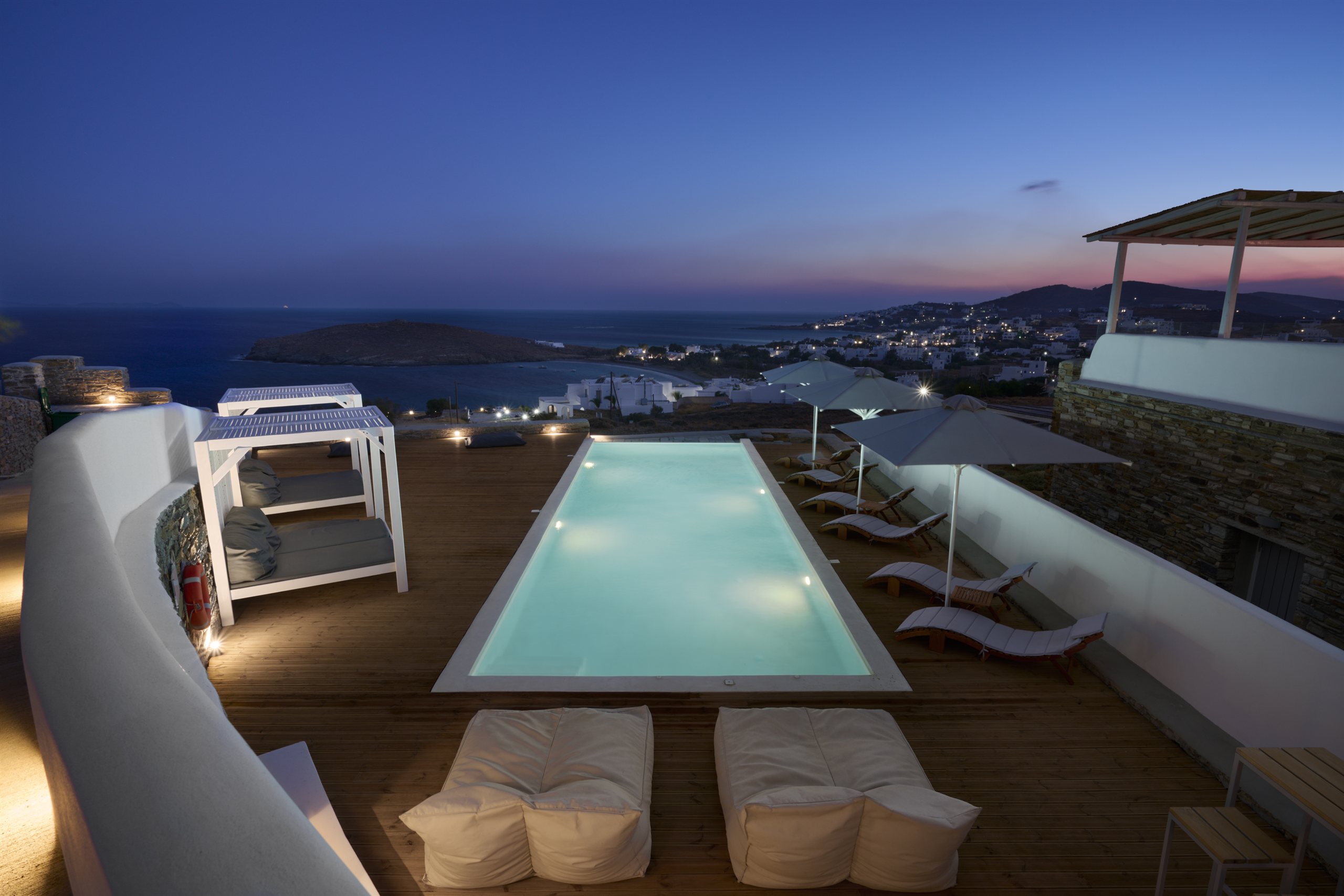 The pool at twilight over the bay